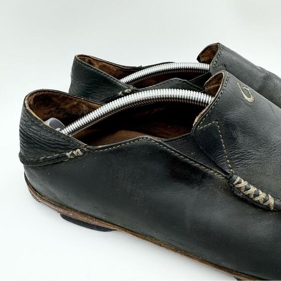 Olukai Moloa Slip On Leather Loafer Shoe In Black/ Toffee Sz 12 Business Casual - Picture 4 of 12